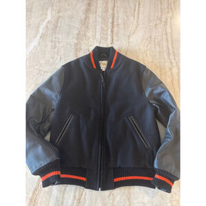 Men's Golden Bear Bomber & the Albany Varsity Jacket M Black Orange